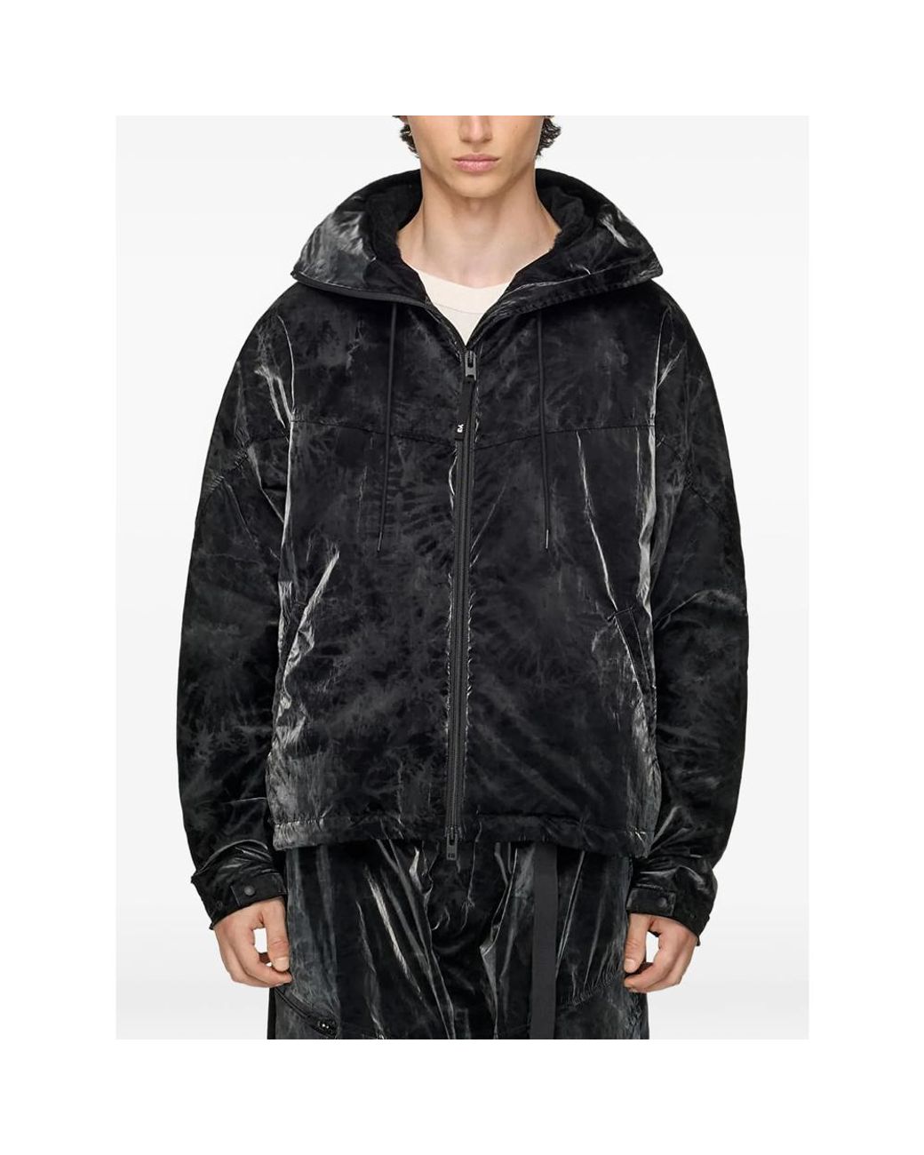 Y-3 Black Marble-Print Windbreaker for men