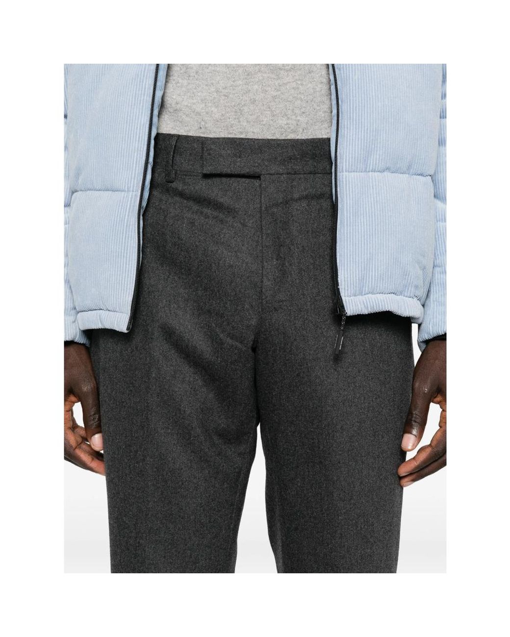 PT Torino Gray Pressed-Crease Tailored Trousers for men