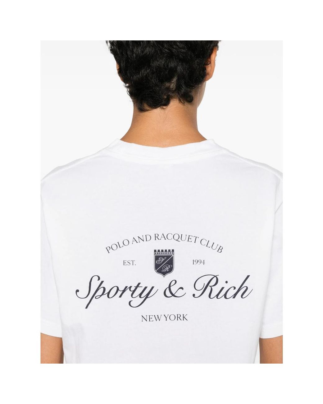 Sporty & Rich White Logo-Print Crew-Neck T-Shirt