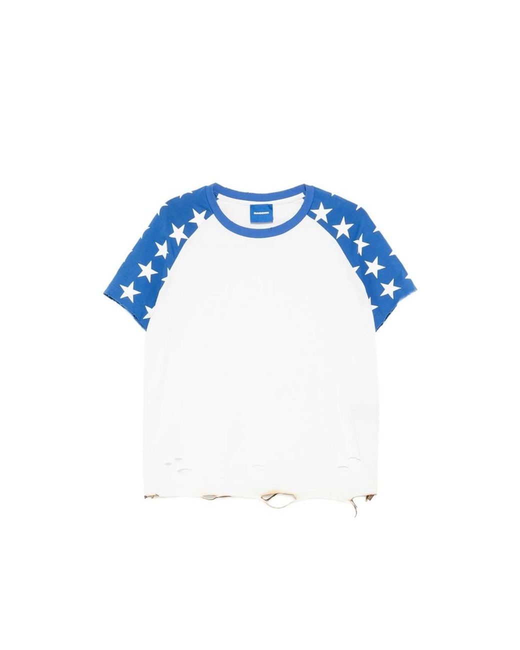 DAGGER Blue Star-Print Distressed T-Shirt for men