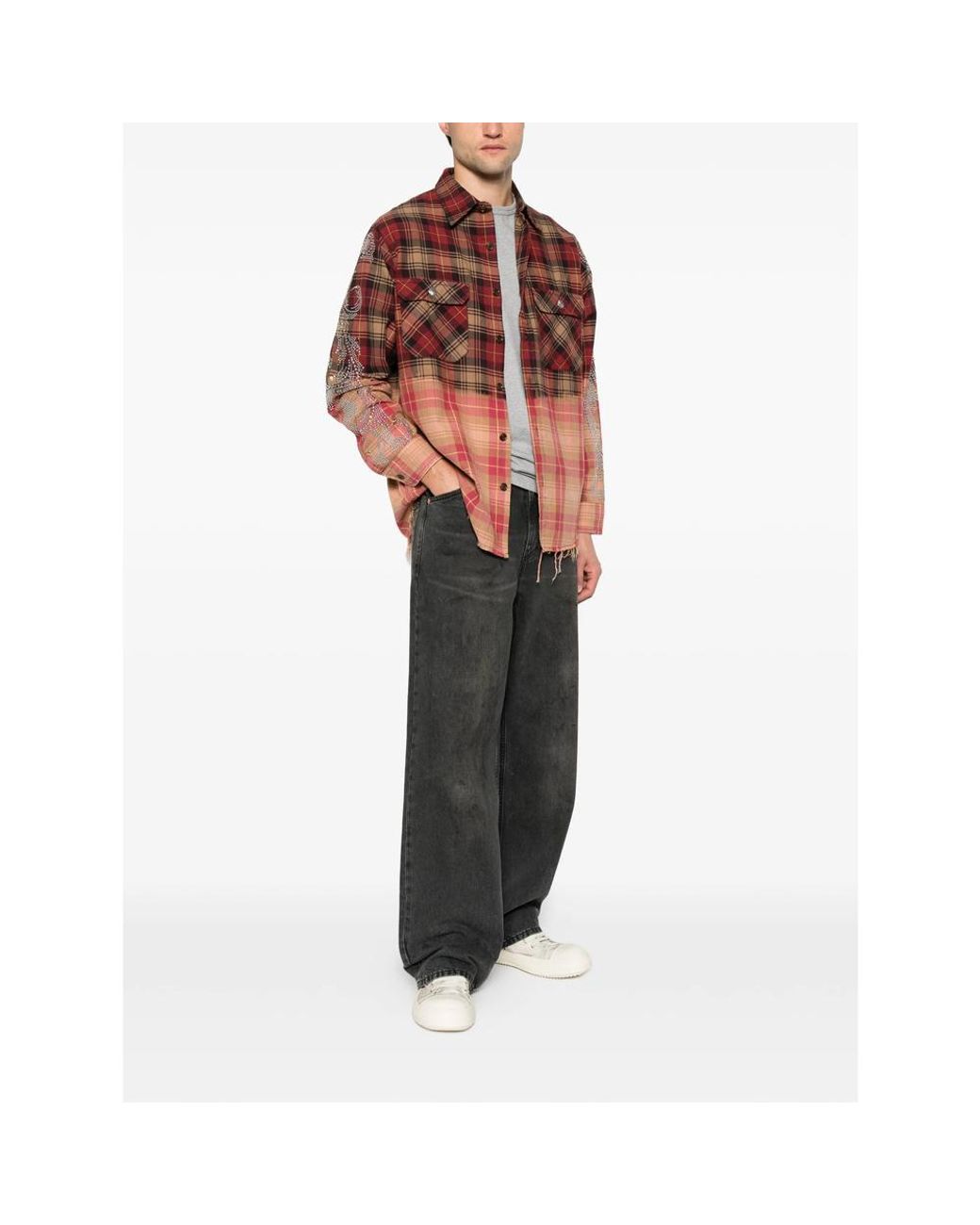 ERCOLE STUDIO Red Stud-Embellished Dip-Dye Shirt for men