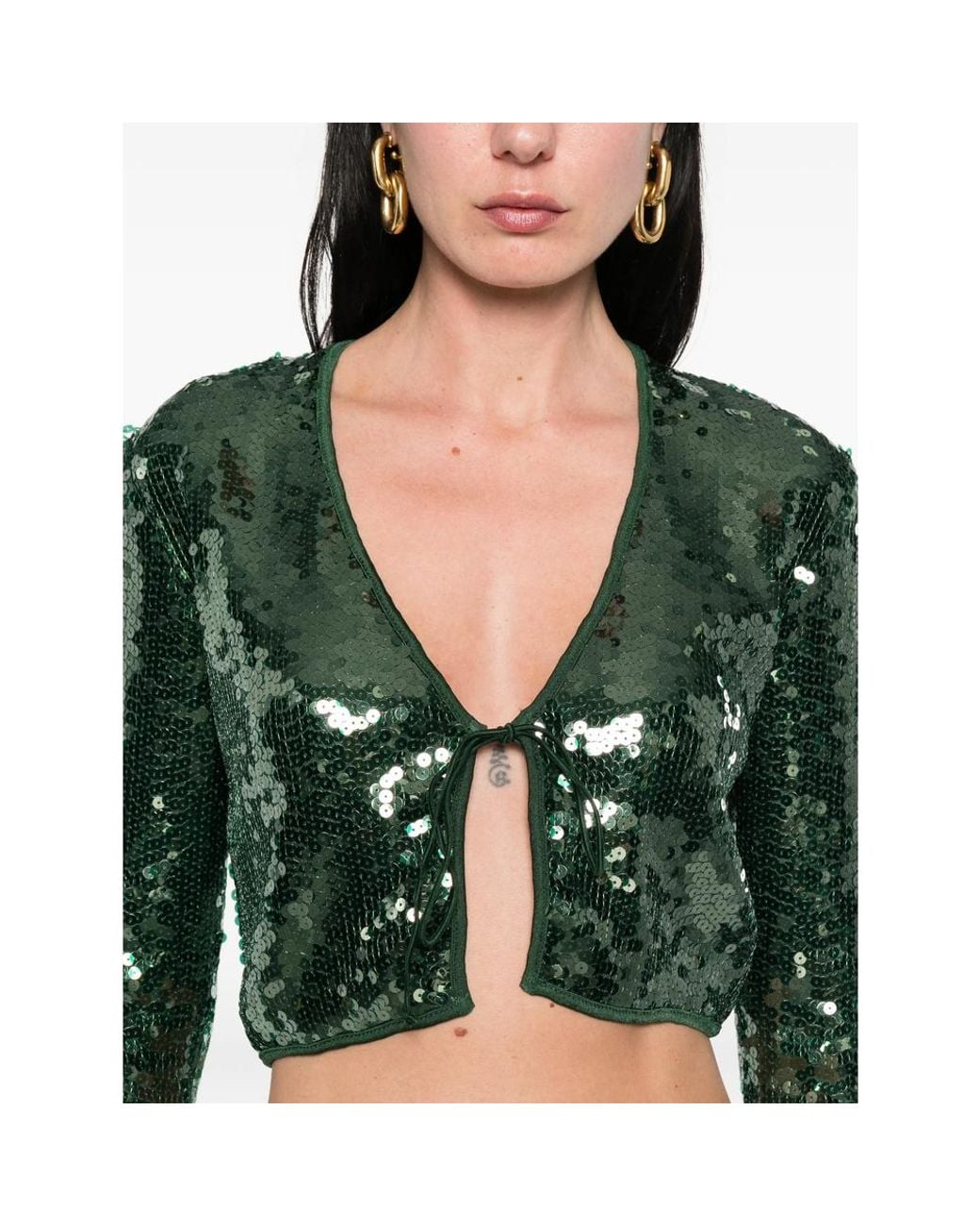Oseree Green Shirt With Sequins