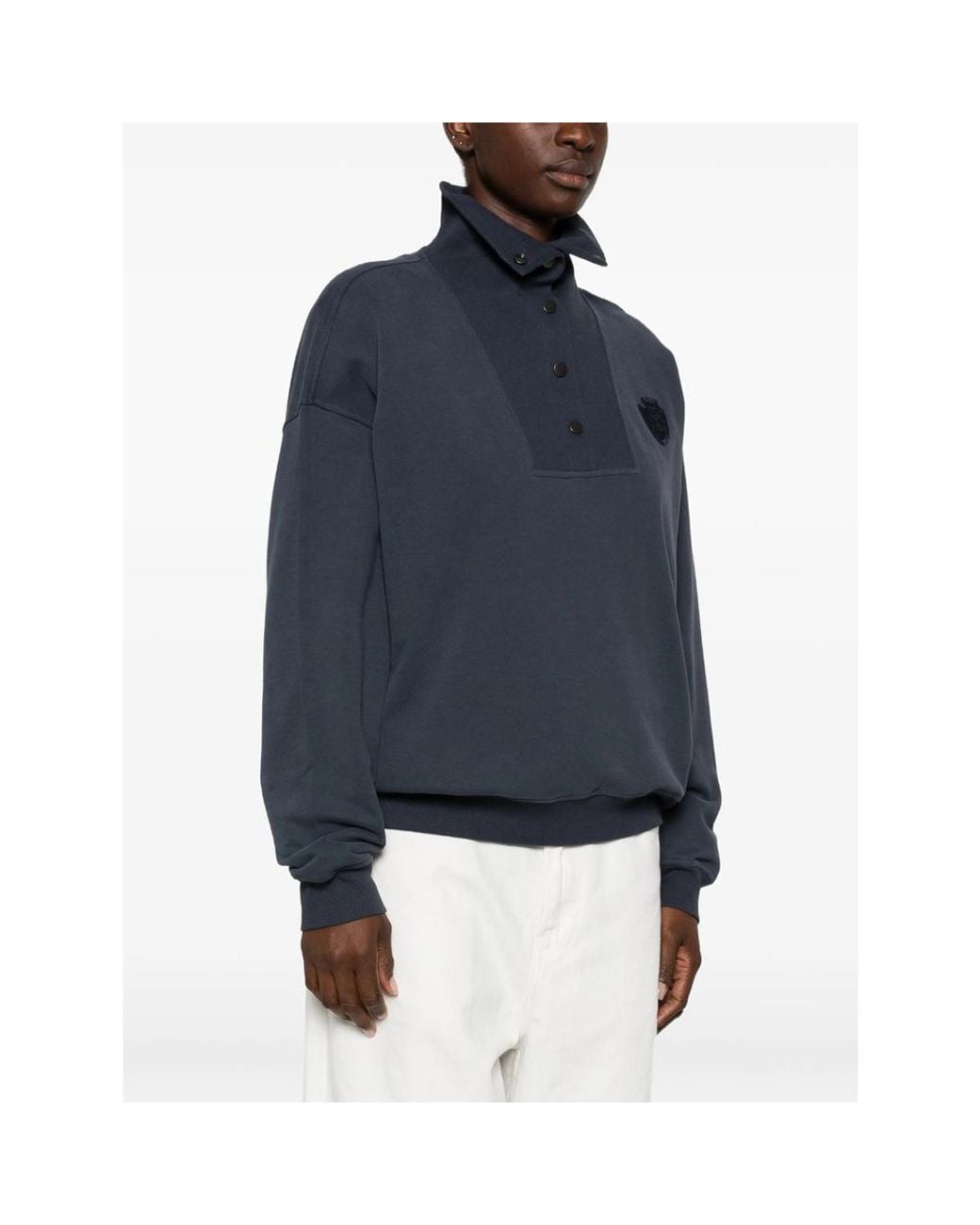 Brunello Cucinelli Blue Logo-Detail Cotton Polo Shirt