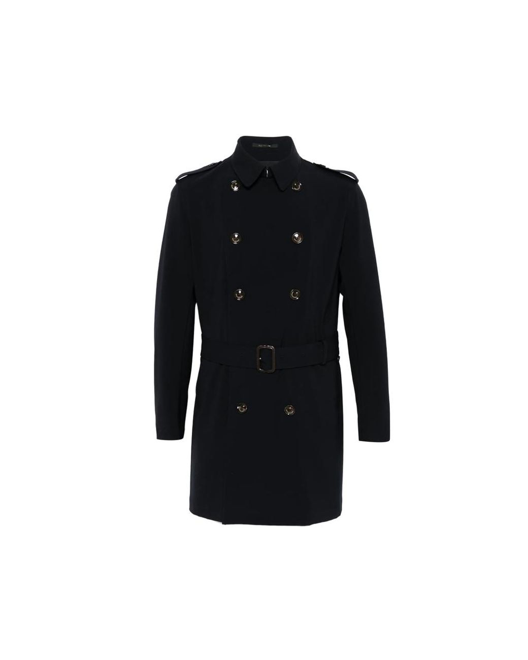 Montecore Black Buttoned Belted Coat for men