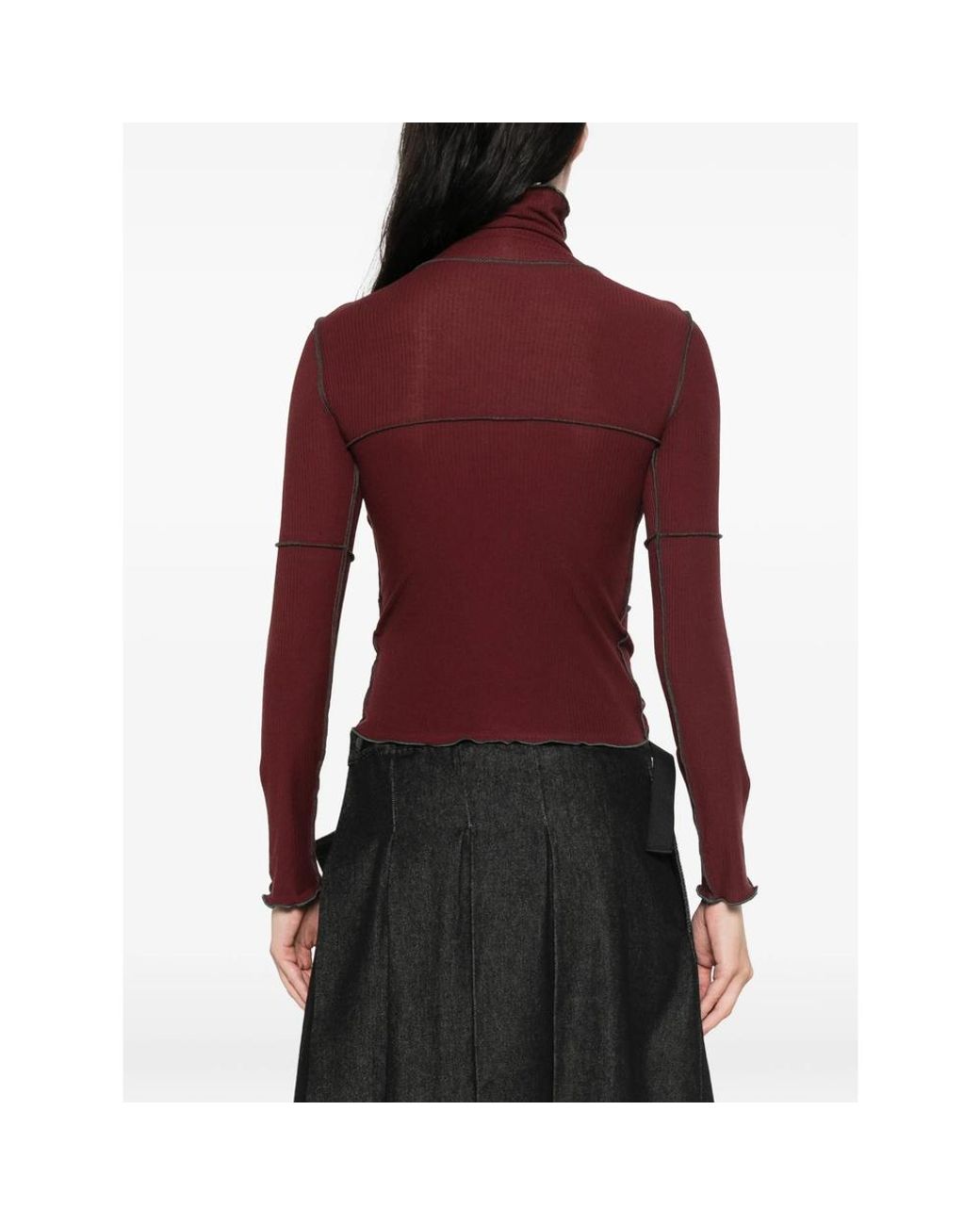 Baserange Purple Exposed-Seam Ribbed-Knit Top