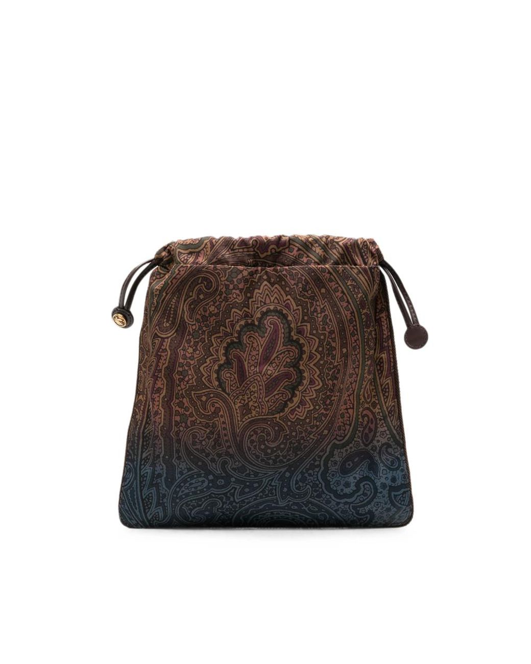 Etro Brown Paisley-Print Drawstring Tote Bag