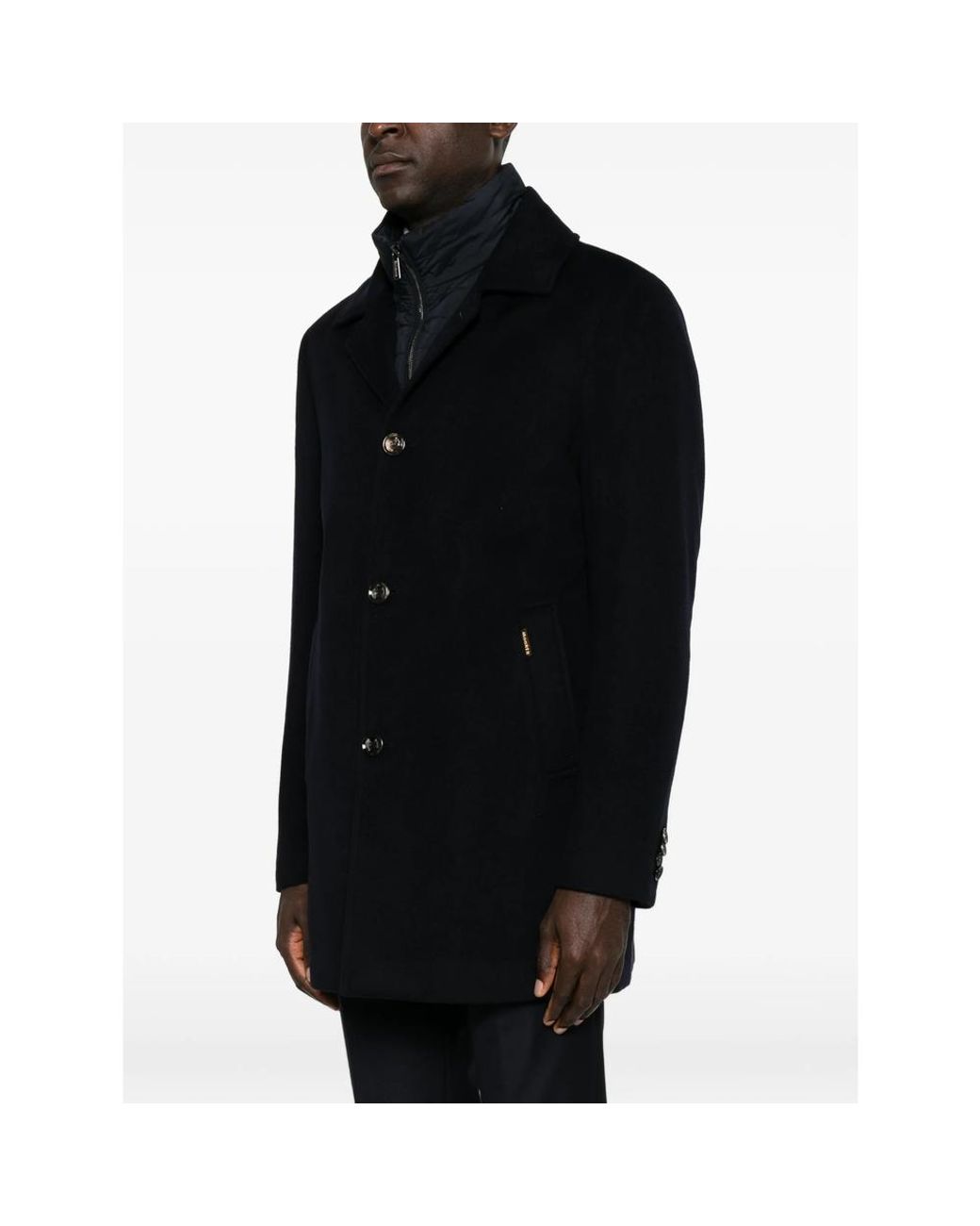 Moorer Black Monferrato Single-Breasted Coat for men