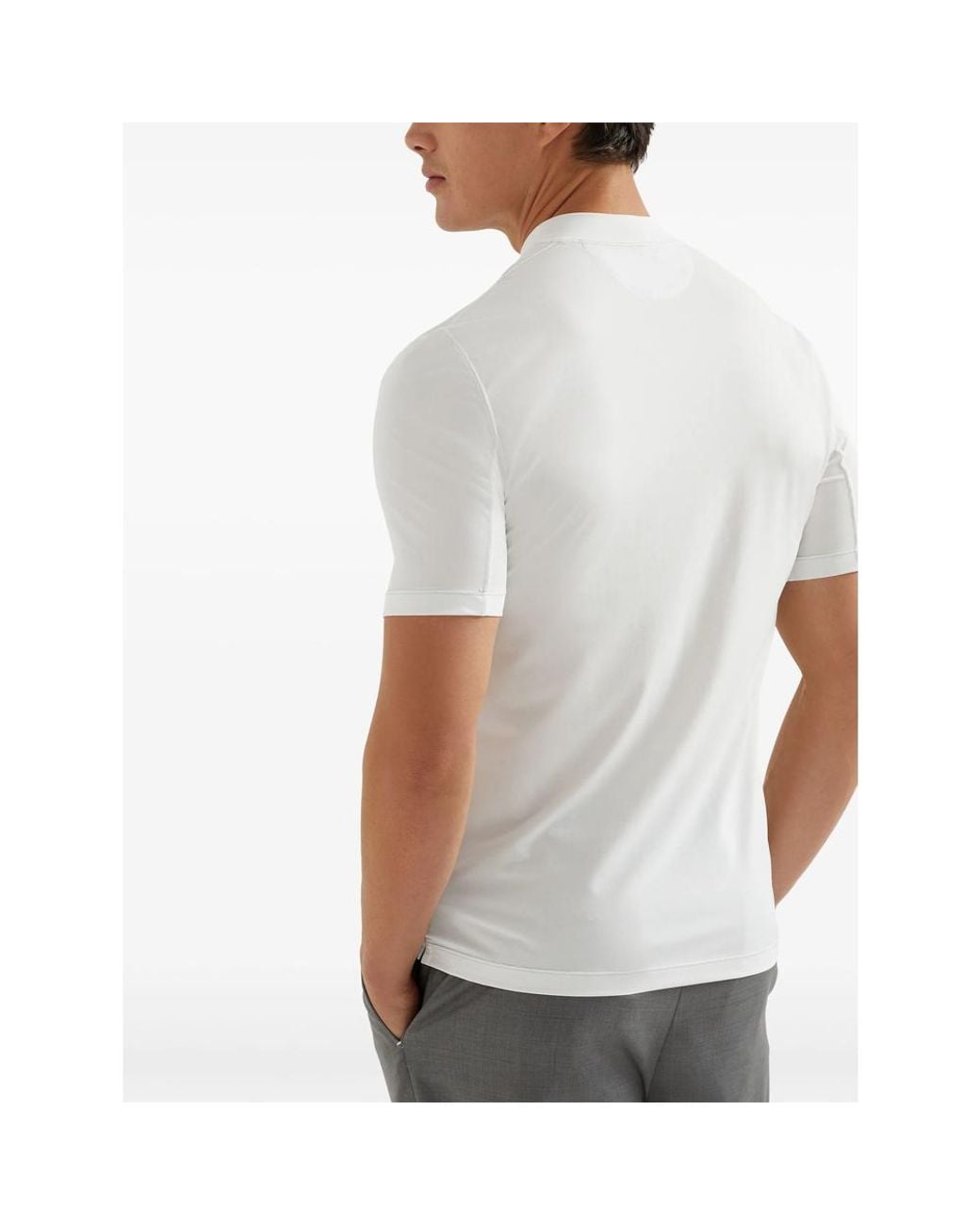 Brunello Cucinelli White Logo-Appliqué T-Shirt for men