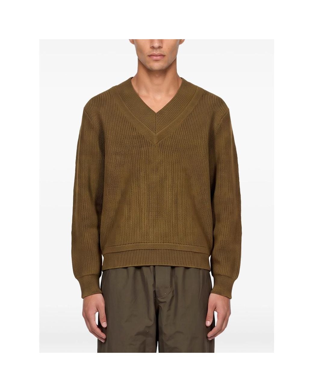 Entire studios Green Elbow-Patch V-Neck Sweater for men