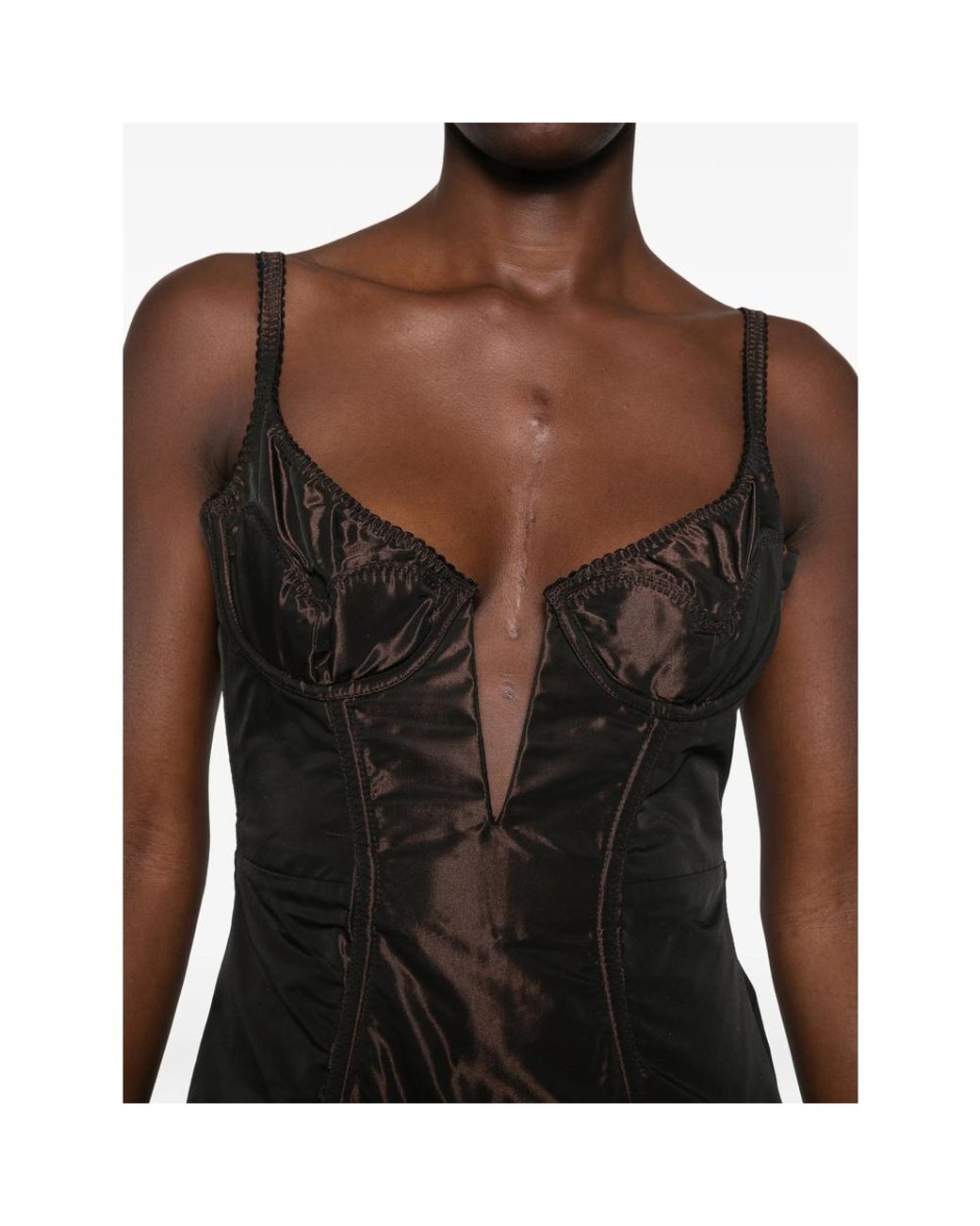 Maria Lucia Hohan Brown Ayna Corset-Style Ruffled Mini Dress