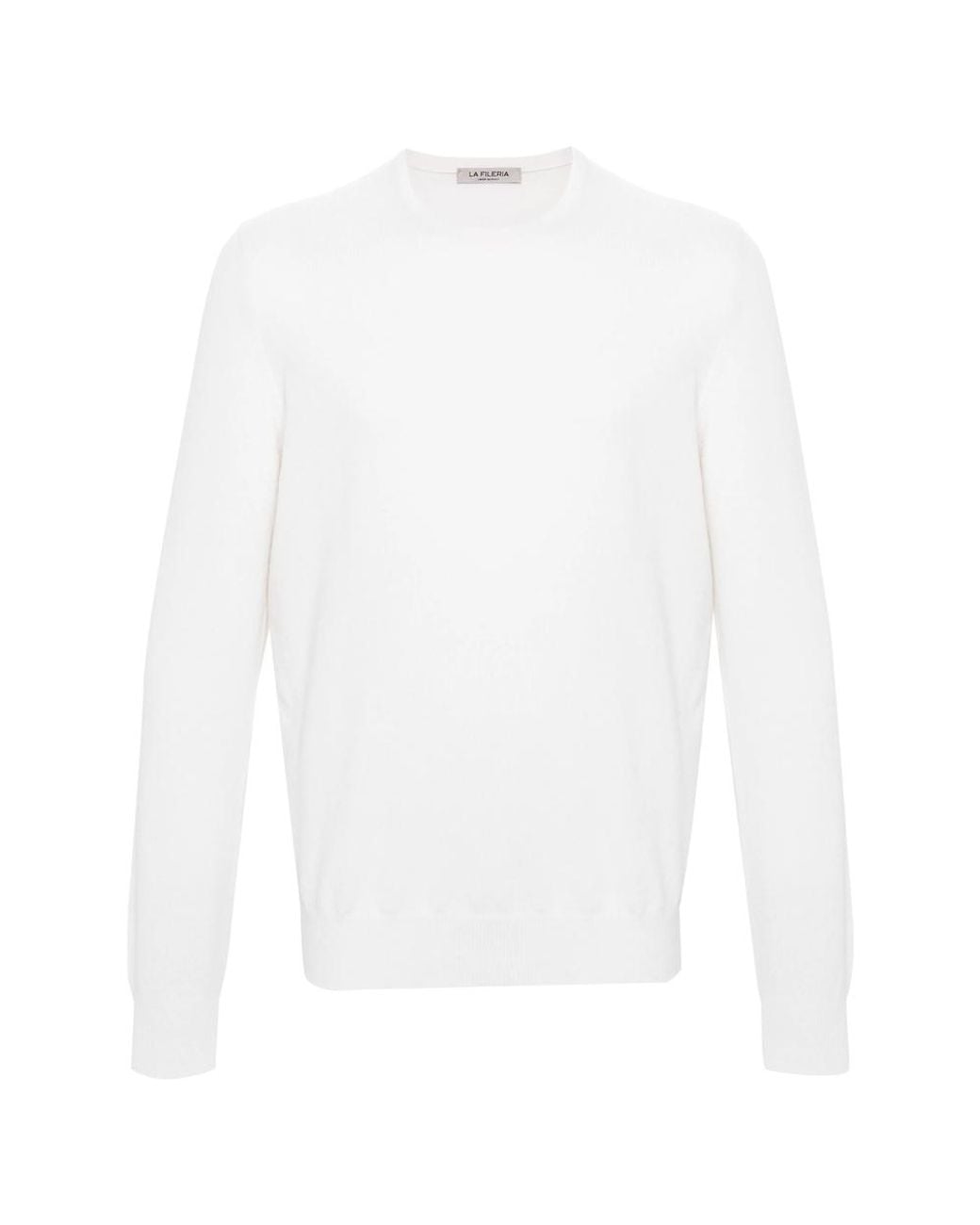 La Fileria White Fine-Knit Cashmere Sweater for men