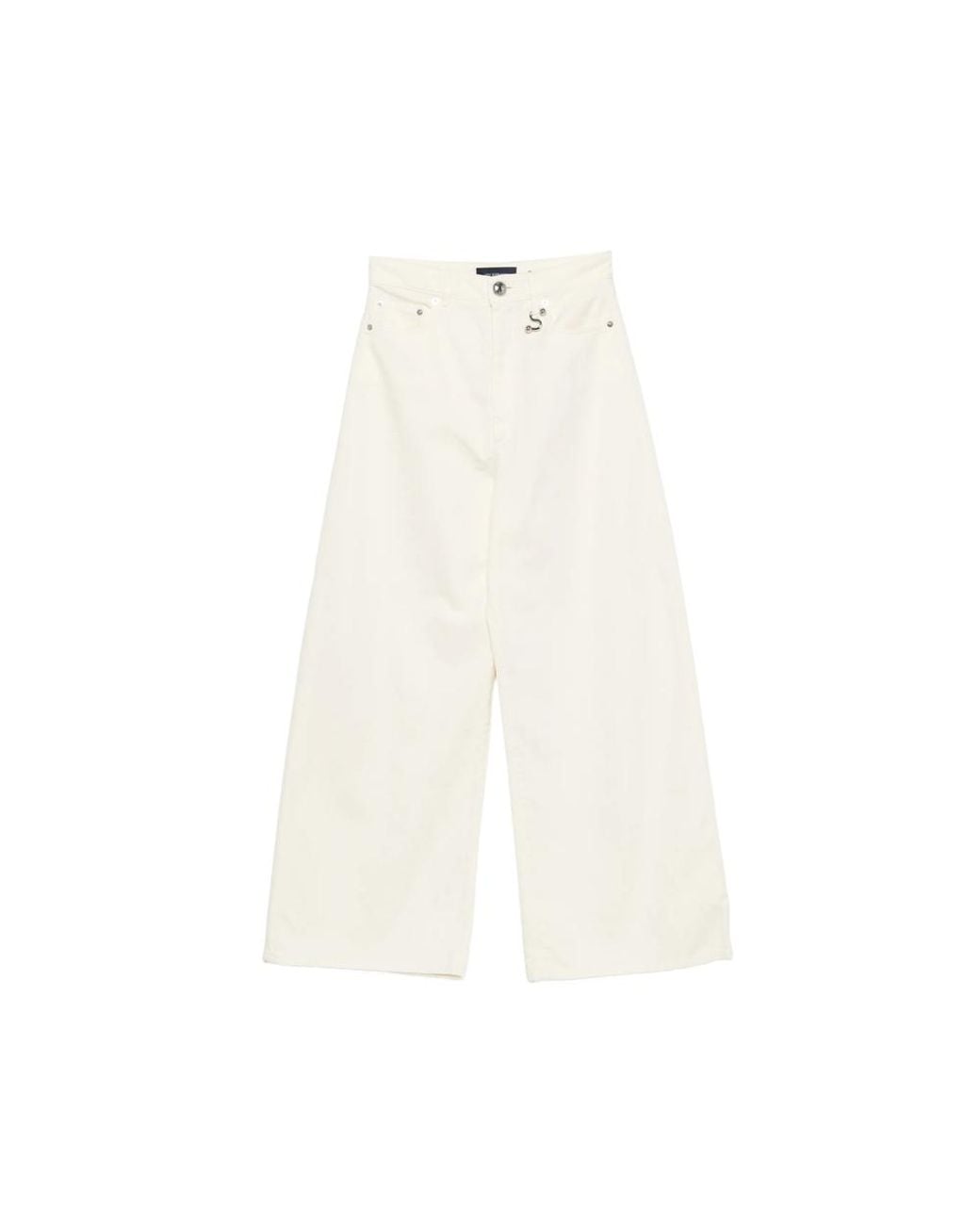 Sportmax White Logo-Patch Wide-Leg Jeans