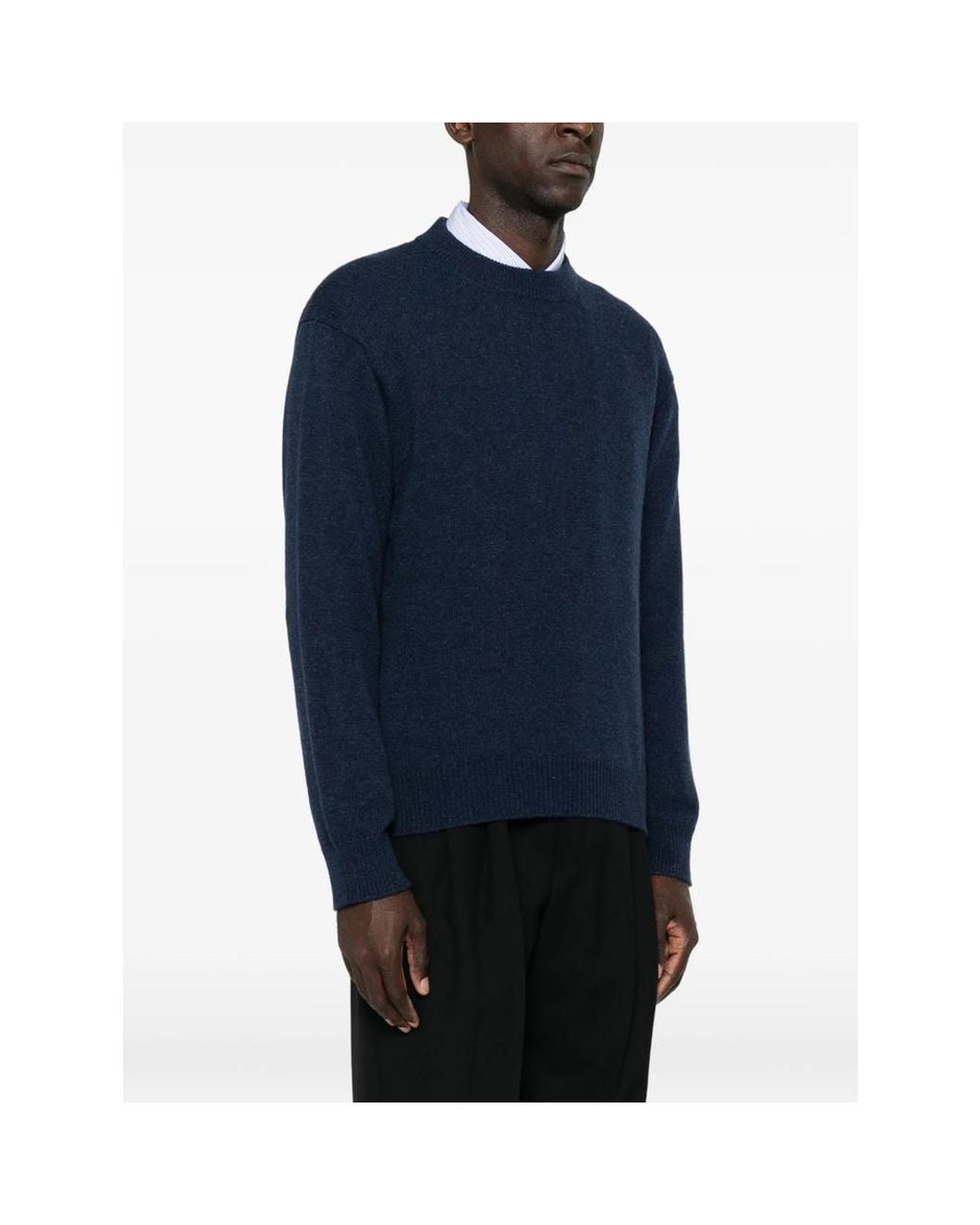 Prada Blue Triangle-Logo Knit Sweater for men
