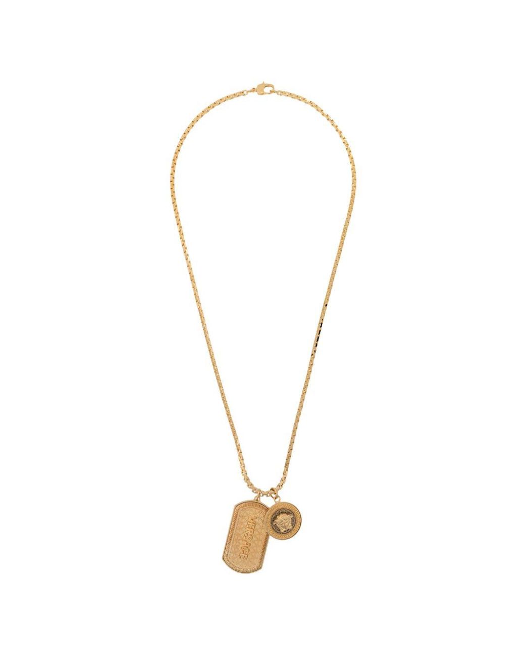 Versace Dog Tag Necklace in Gold (Metallic) for Men - Save 53% - Lyst