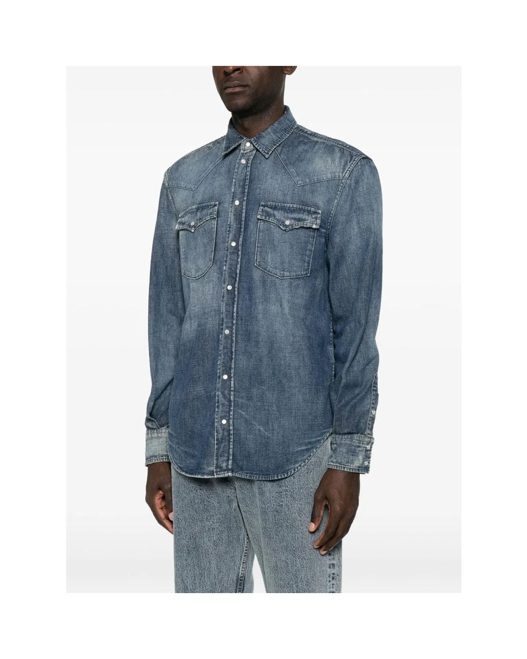 Dondup Blue Western Denim Shirt for men
