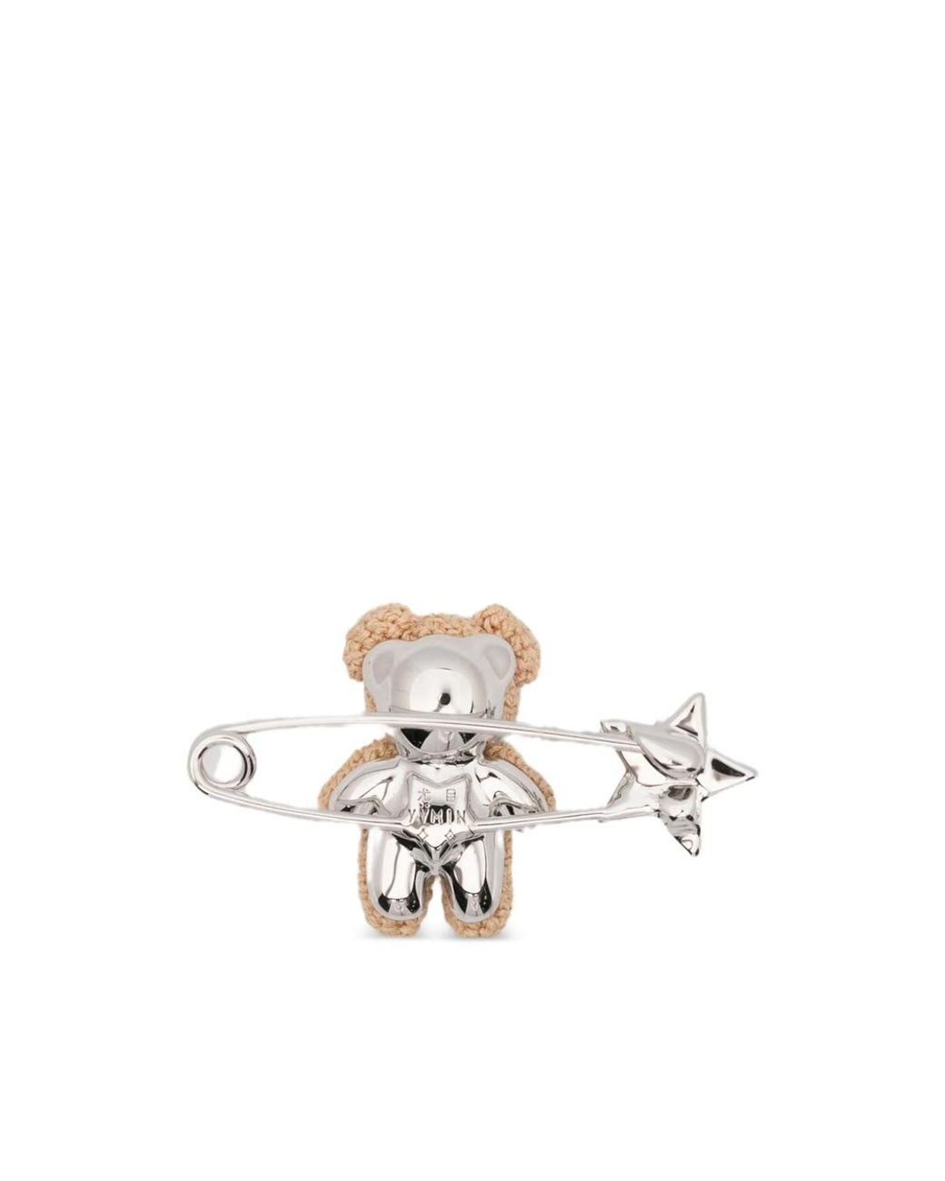 YVMIN Metallic Teddy Bear Star-Embellished Brooch