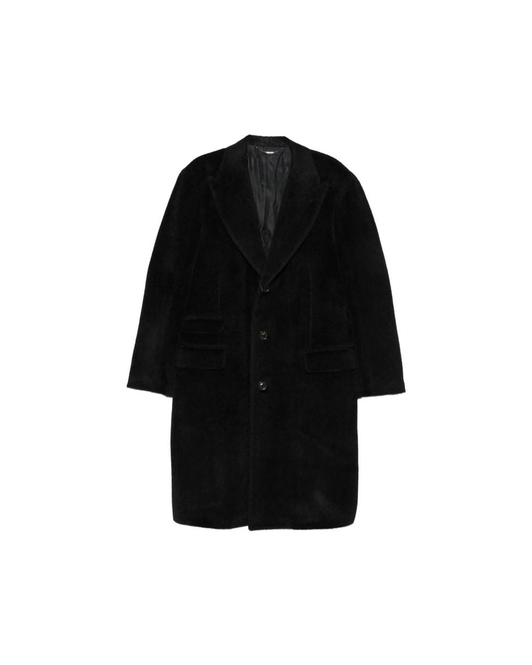 Canali Black Single-Breasted Notched-Lapels Coat for men