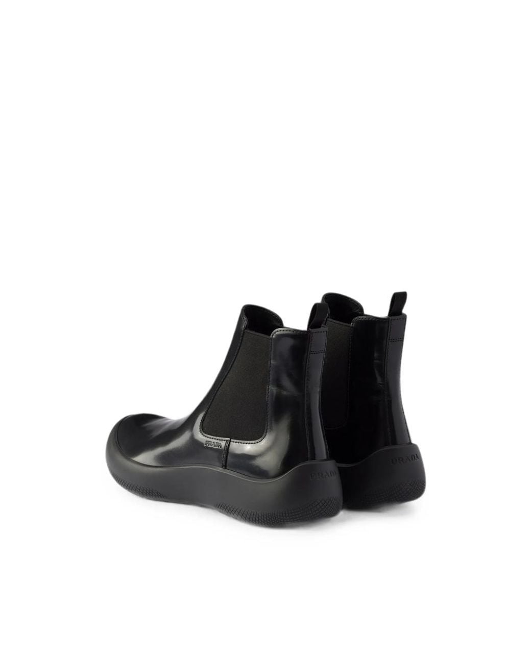 Prada Black Brushed Leather Chelsea Boots for men