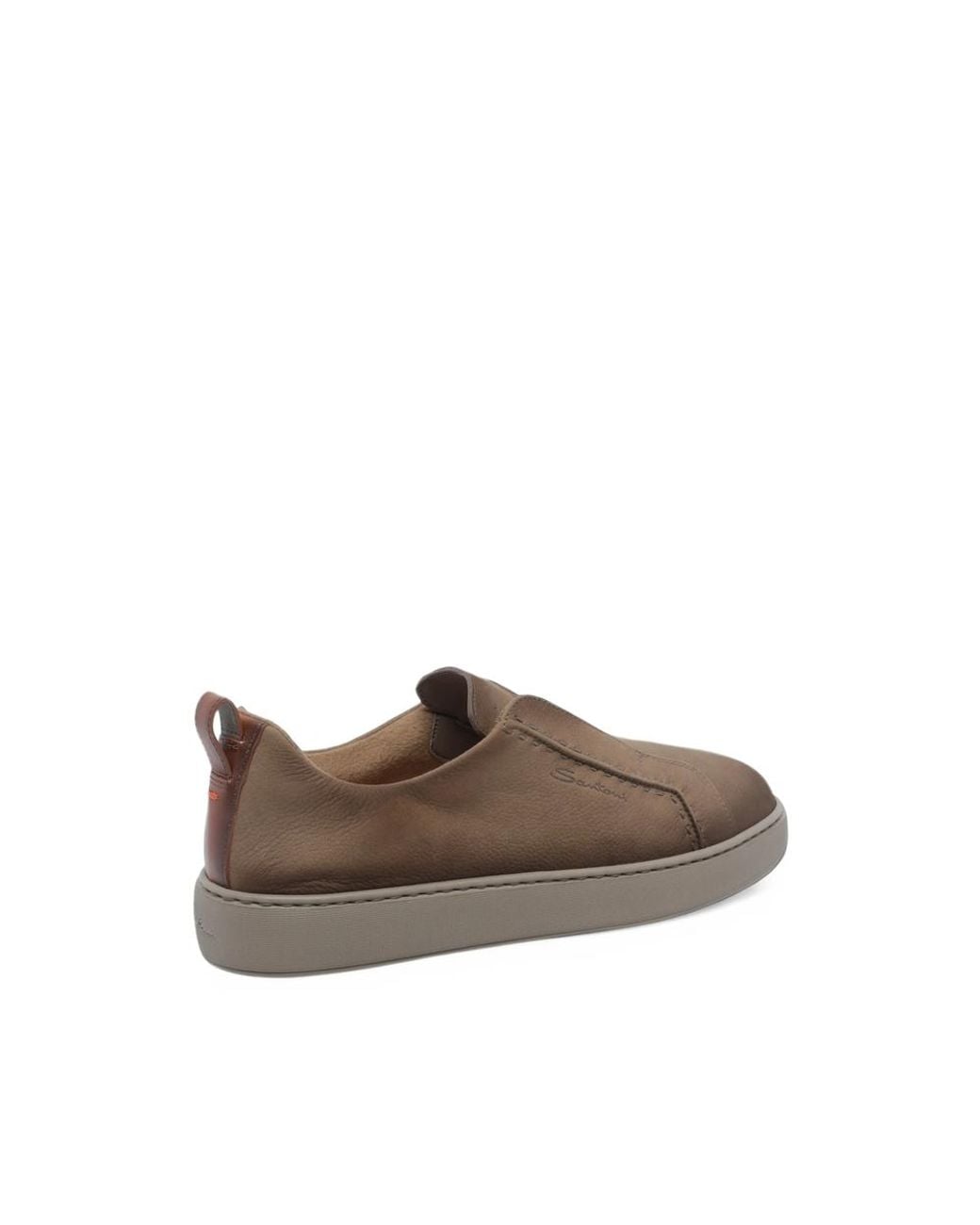 Santoni Brown Slip-On Leather Sneakers for men