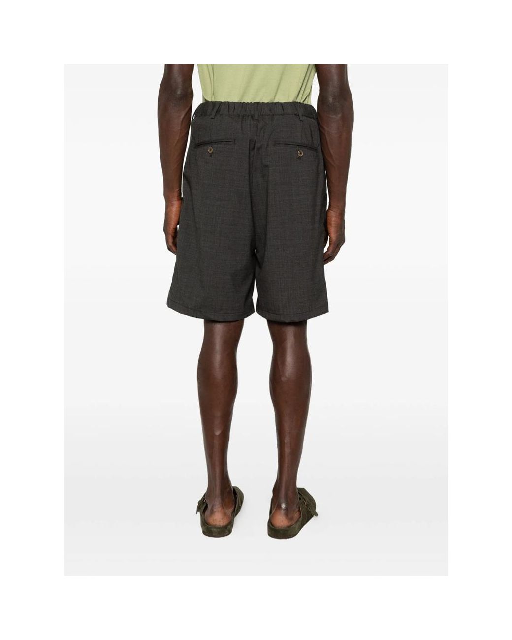 Myths Gray Pleated Belt-Loop Shorts for men
