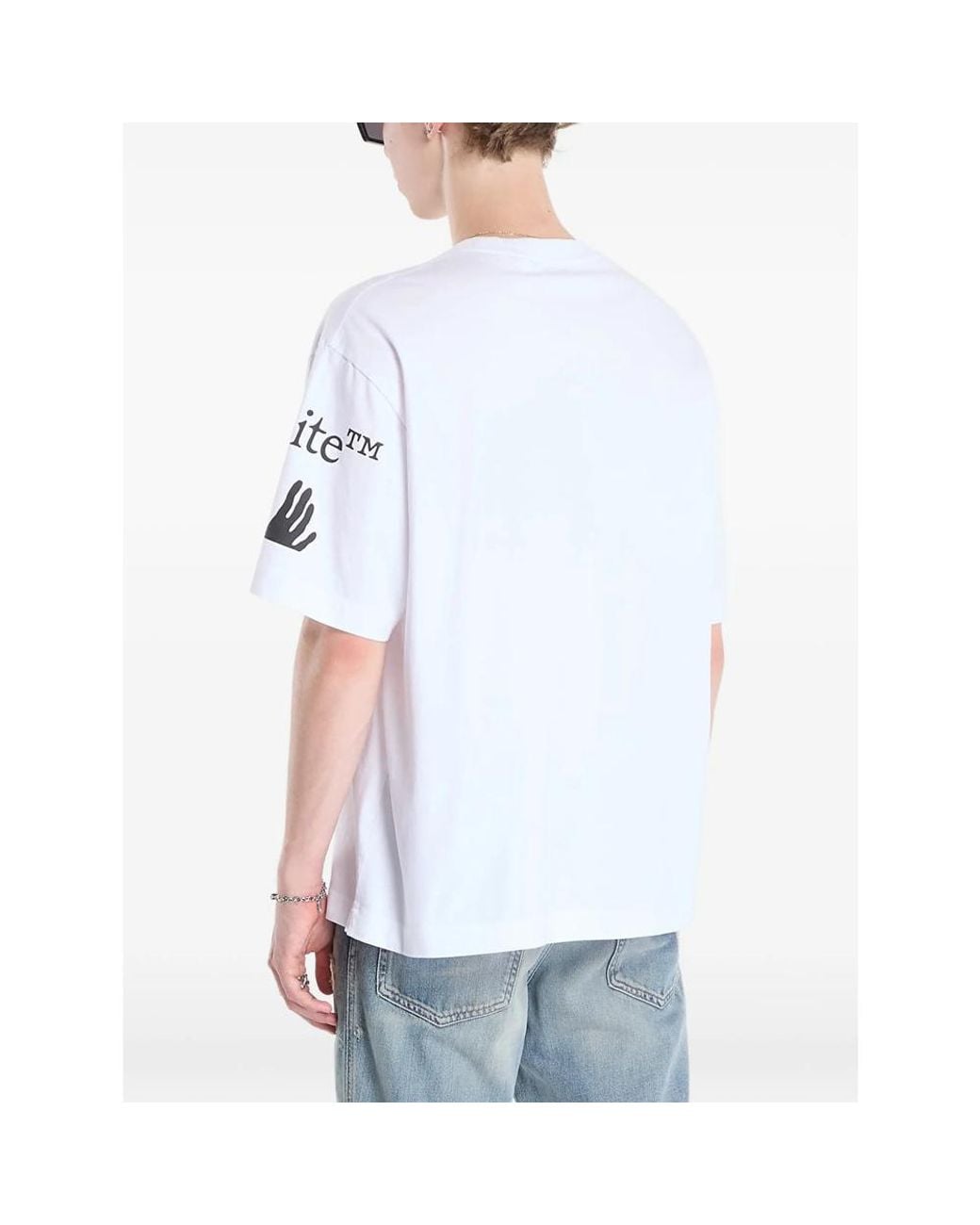 Off-White c/o Virgil Abloh White Off- Swimming Logo Skate Short-Sleeve T-Shirt for men