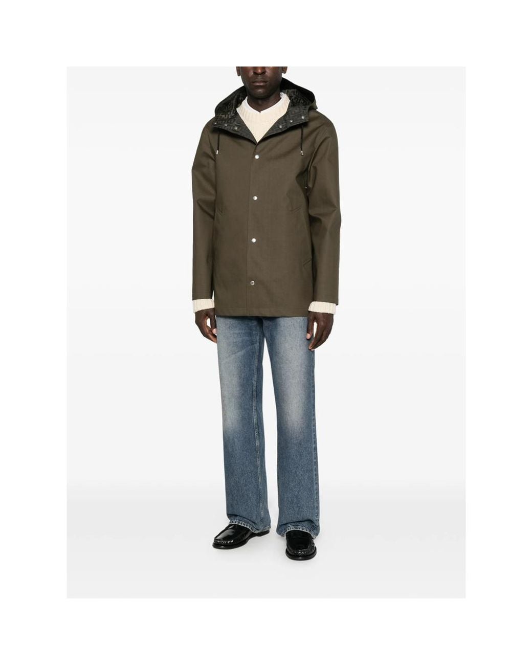 Fendi Brown Ff-Monogram-Print Hooded Parka for men
