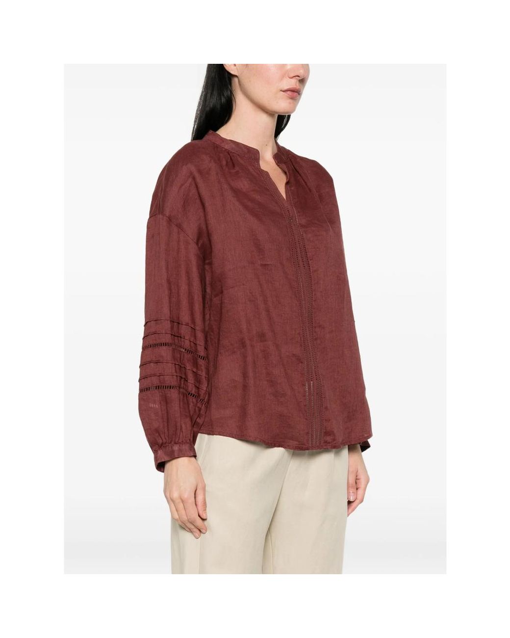 JC Sophie Red Leslie Perforated Blouse