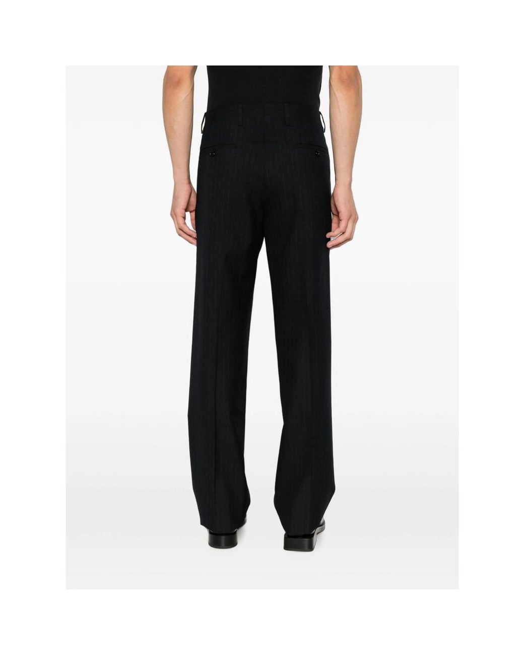 Lardini Black Pinstripe-Pattern Pleated Tailored Trousers for men