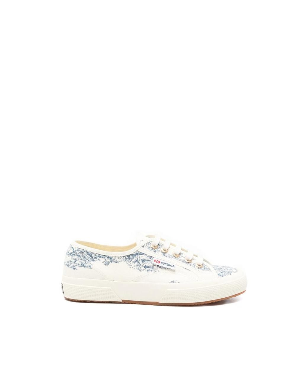 Superga White Toile De Jouy Printed Lace-Up Sneakers
