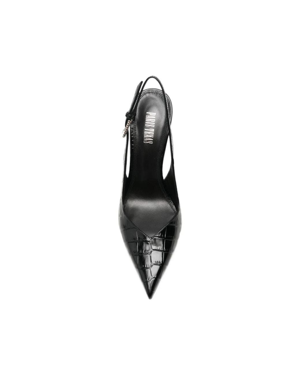 Paris Texas Black Lidia Croc-Effect Slingback Pumps