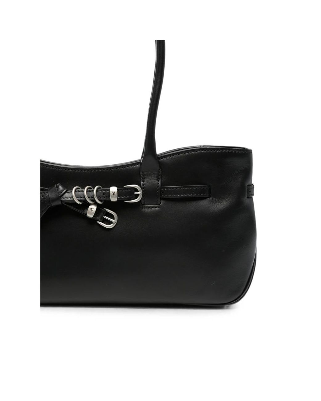 MARGE SHERWOOD Black Buckled Leather Shoulder Bag