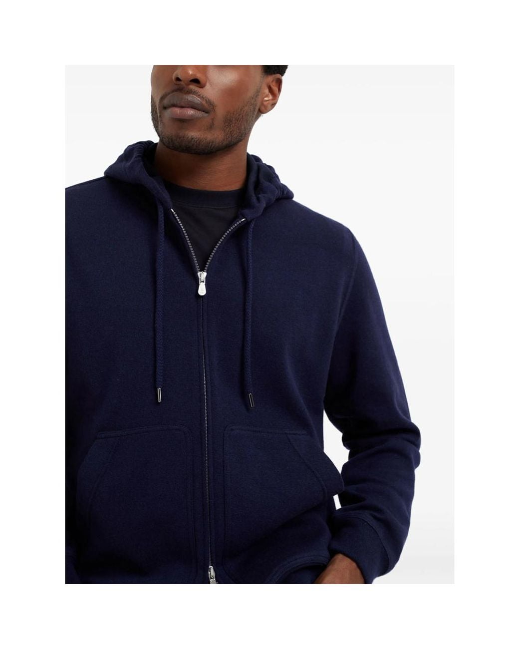 Brunello Cucinelli Blue Long-Sleeve Cashmere Hoodie for men