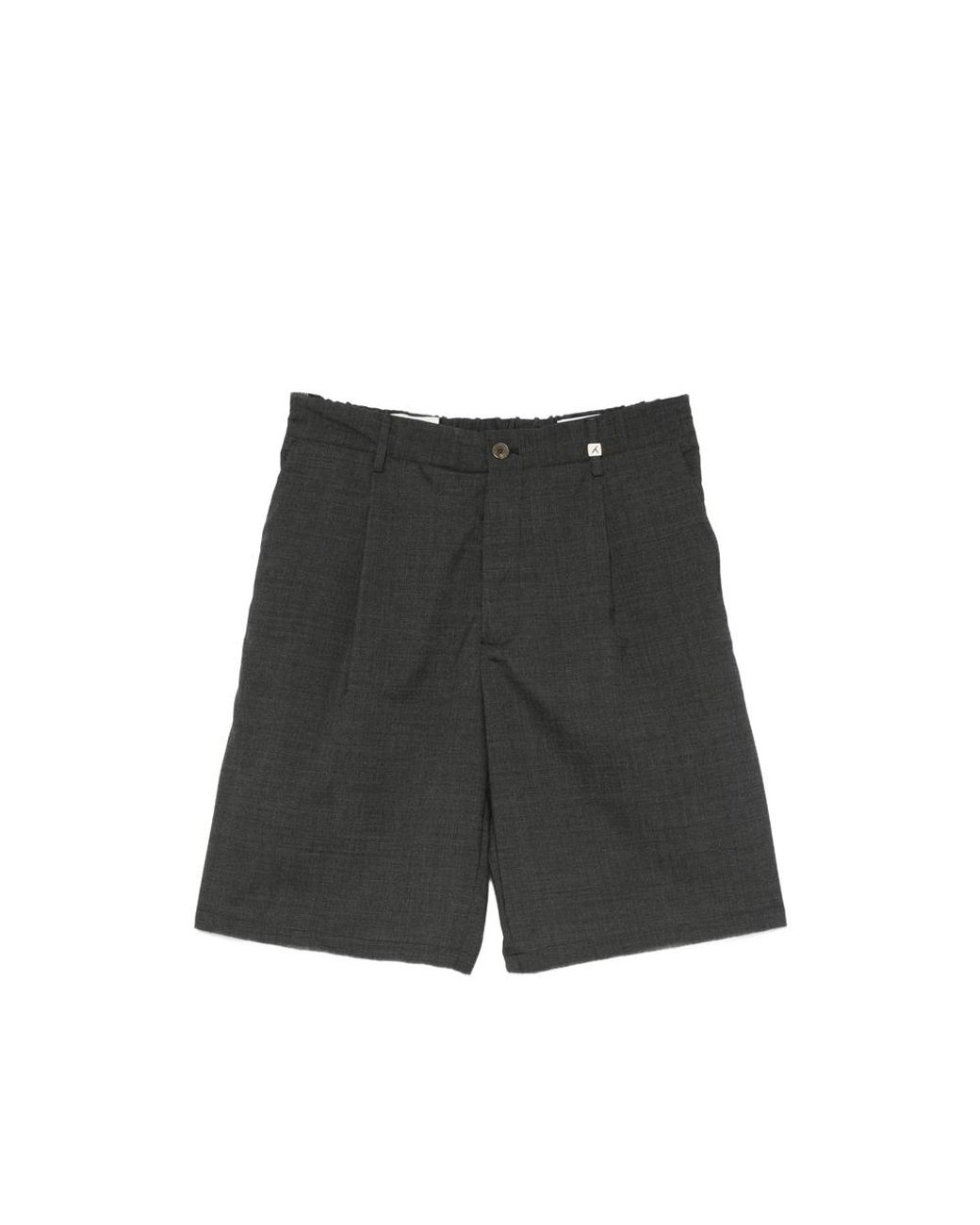 Myths Gray Pleated Belt-Loop Shorts for men