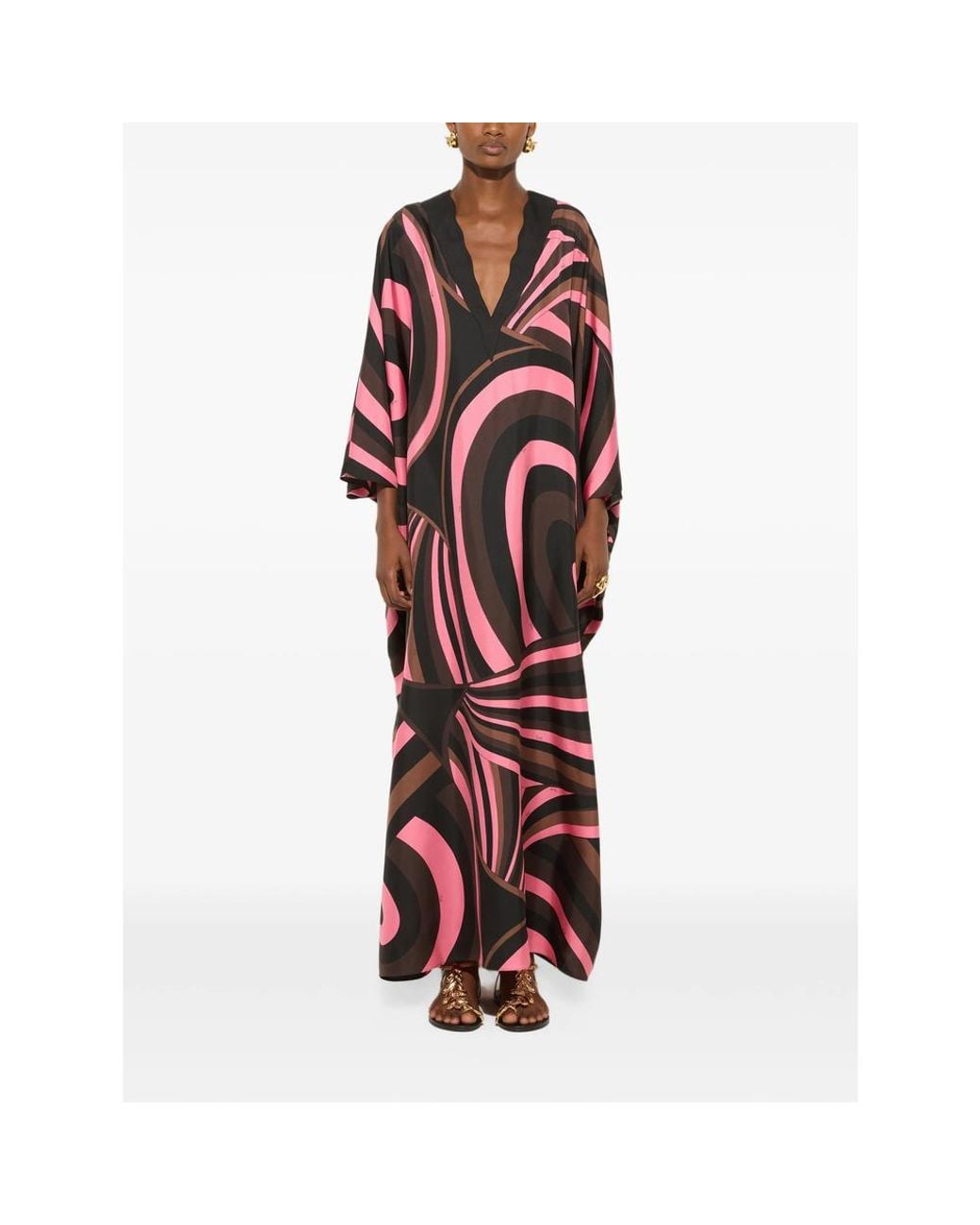 Emilio Pucci Red Iride Print Silk Kaftan