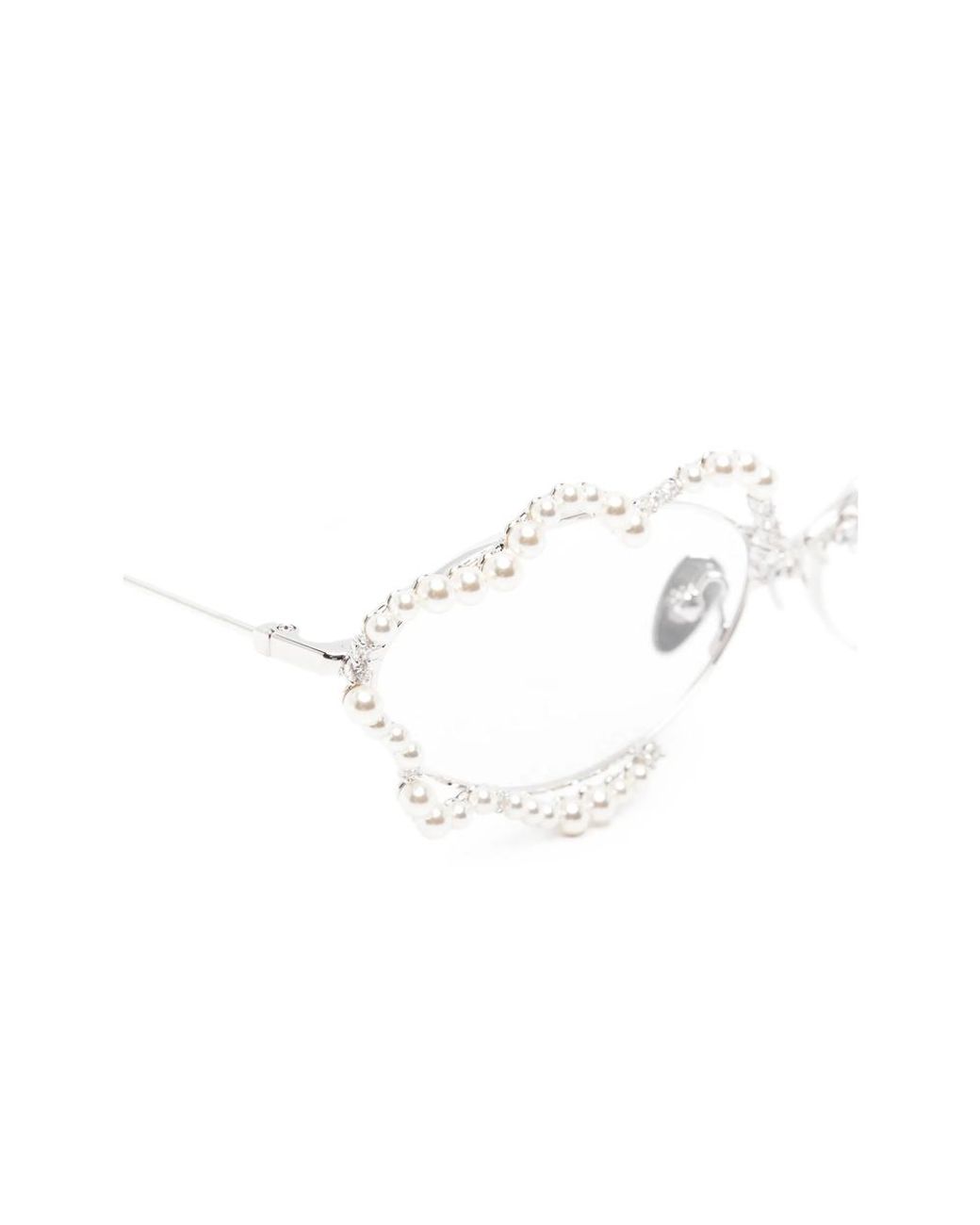 YVMIN White Pearl-Embellished Lip-Frame Sunglasses