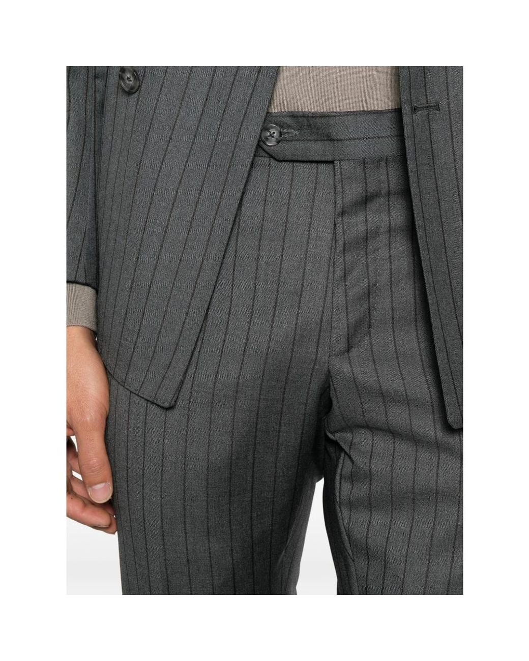 época Gray Pinstripe-Pattern Double-Breasted Suit for men