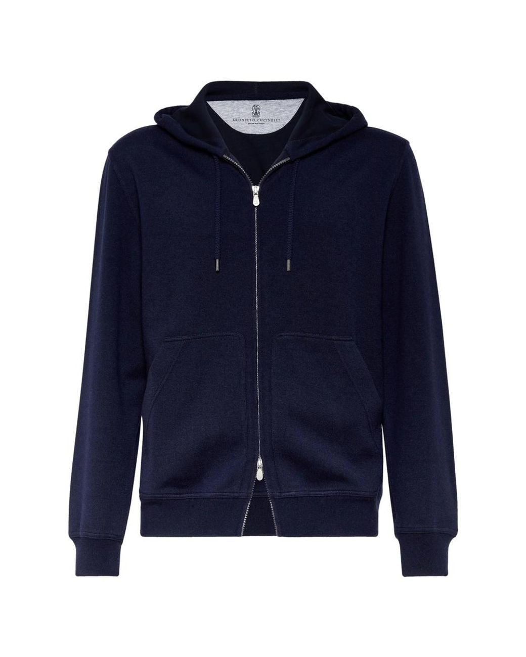Brunello Cucinelli Blue Long-Sleeve Cashmere Hoodie for men
