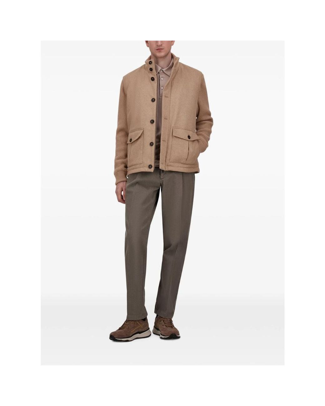 Herno Natural Panelled Knitted Jacket for men