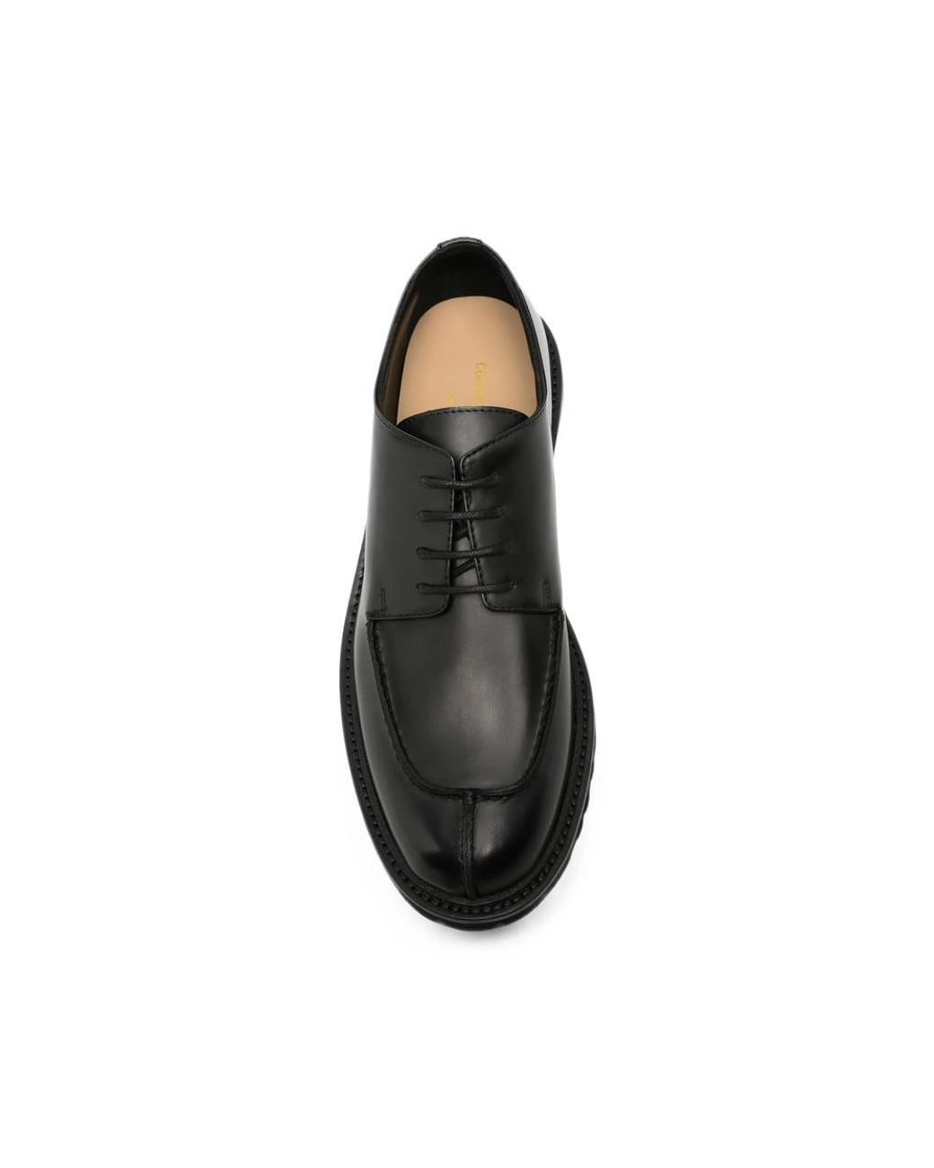 Common Projects Black Apron-Toe Chunky-Sole Derby Shoes for men