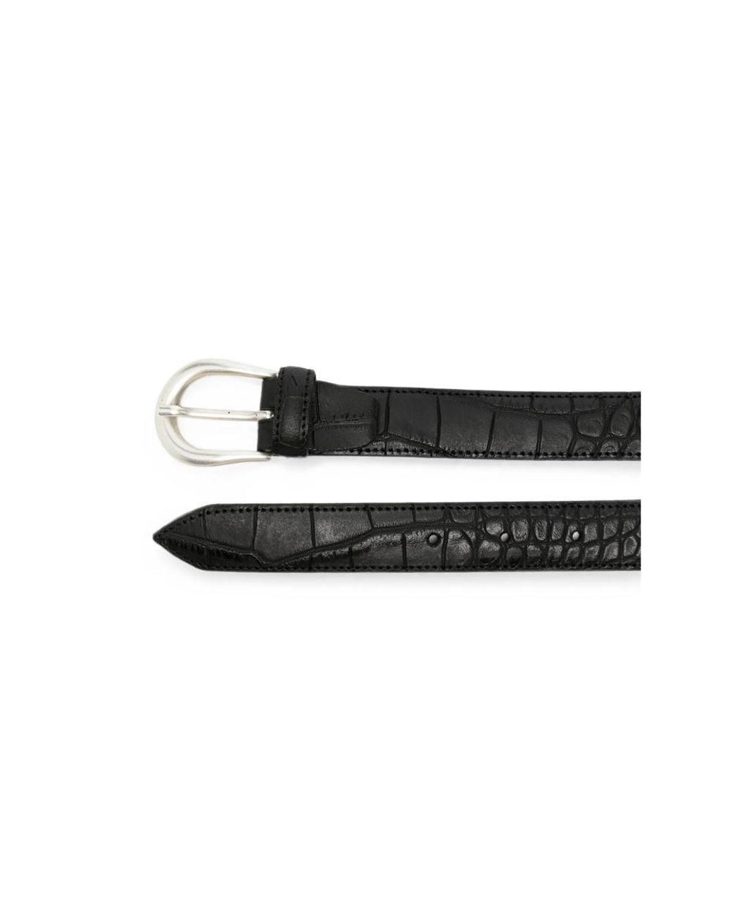 Eraldo Black Crocodile-Effect Buckle Belt for men