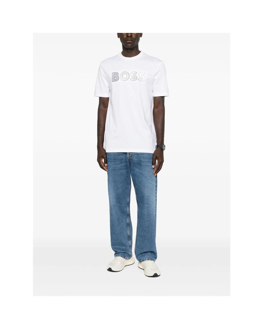Boss White C-Thompson Logo-Patch T-Shirt for men