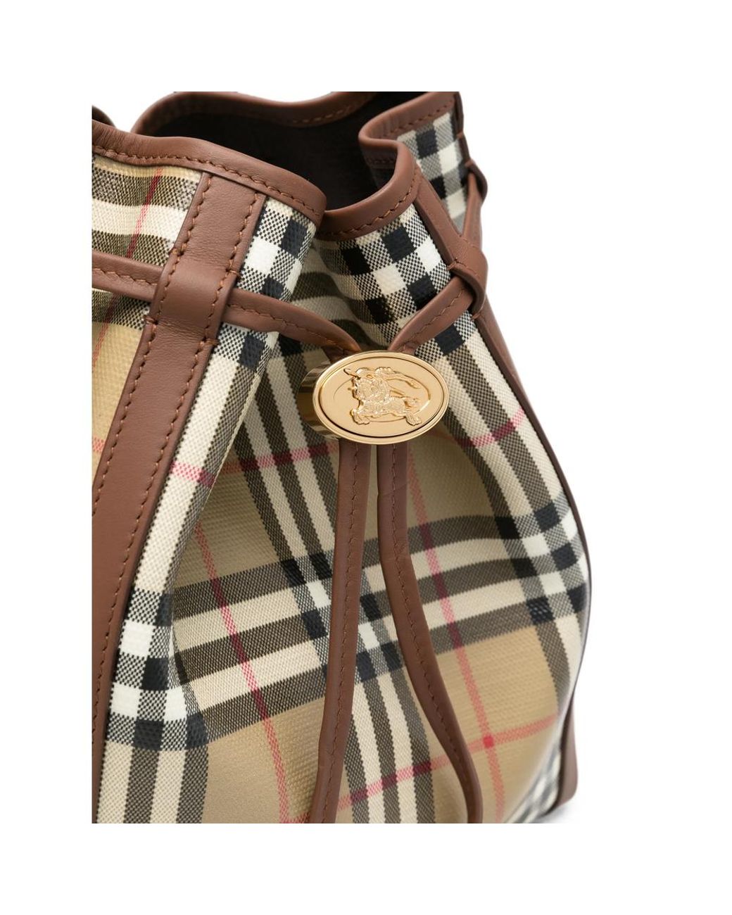 Burberry Metallic Small Check Bucket Bag