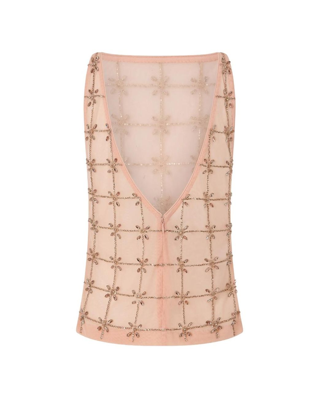 Pinko Natural Sleeveless Top With Crystal