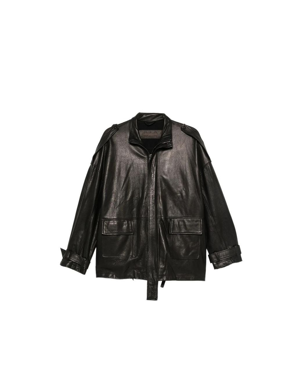 Giorgio Brato Black Leather Epaulette Jacket