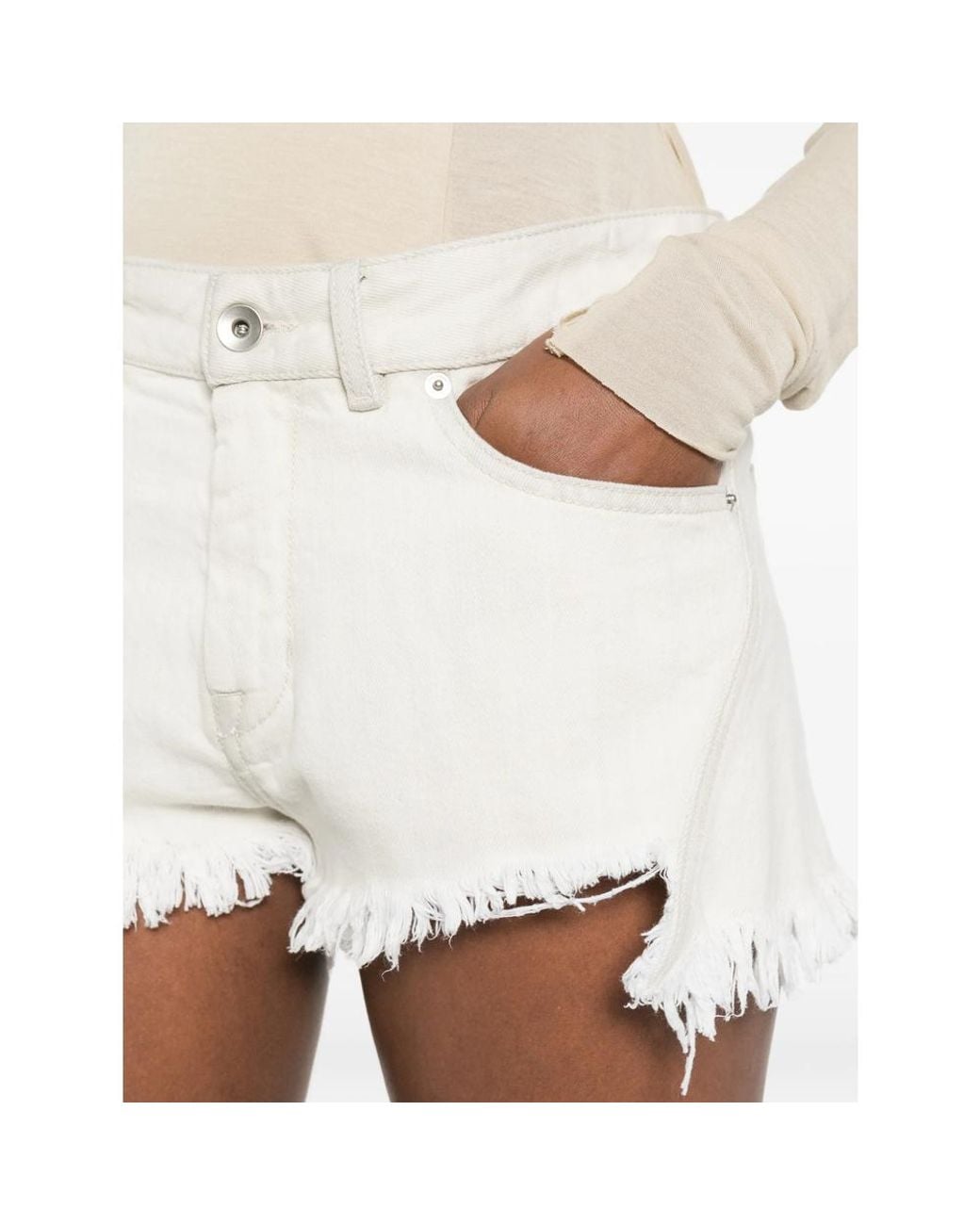 Rick Owens White Bias Cutoffs Sandals