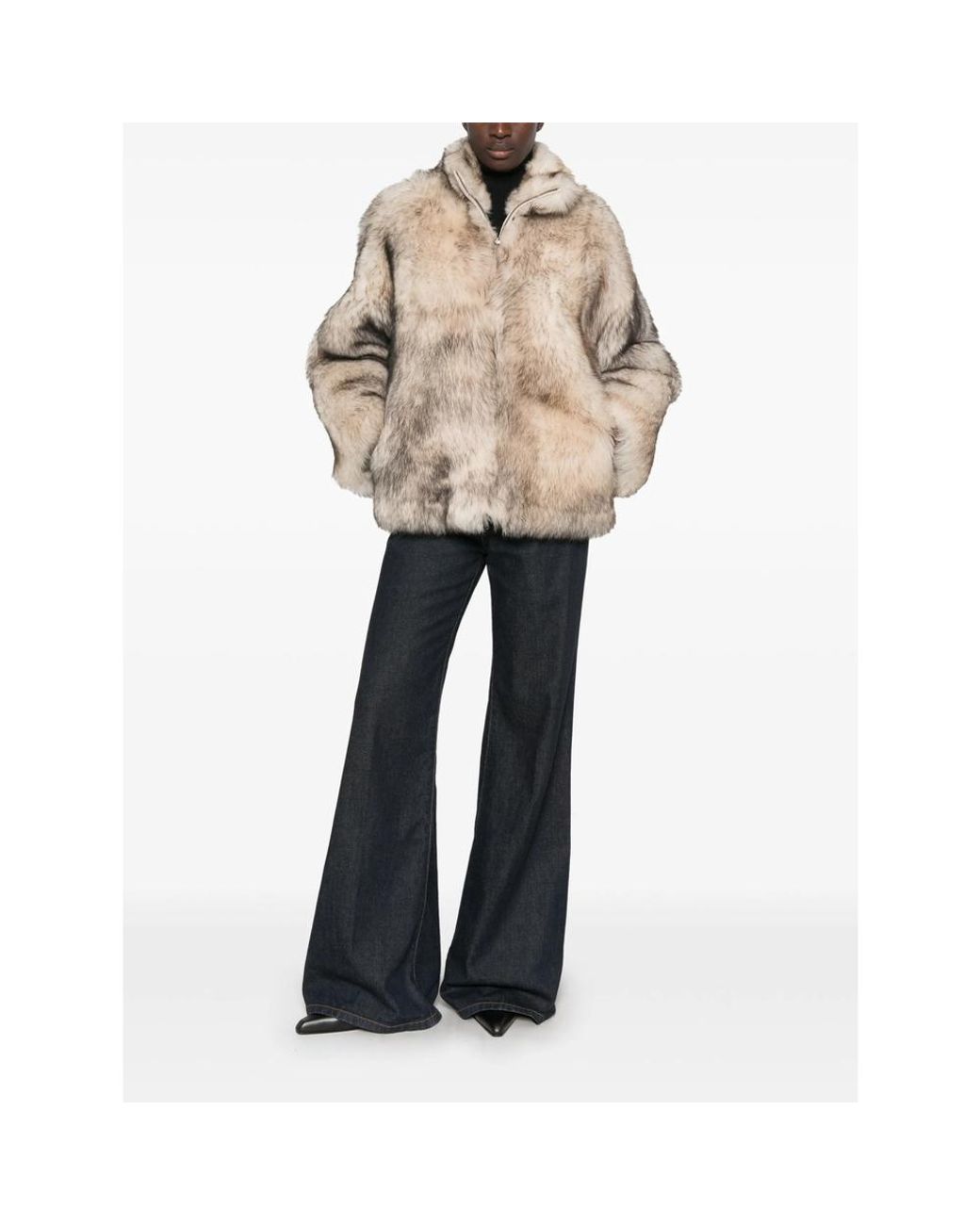 Salvatore Santoro Natural Zip-Up Faux-Fur Coat