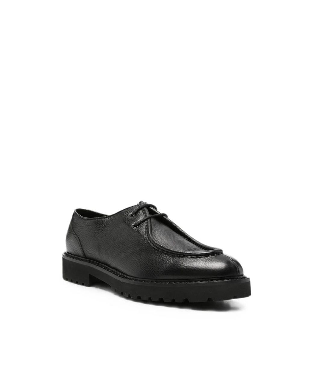 Doucal's Black Grained Leather Derby Shoes for men
