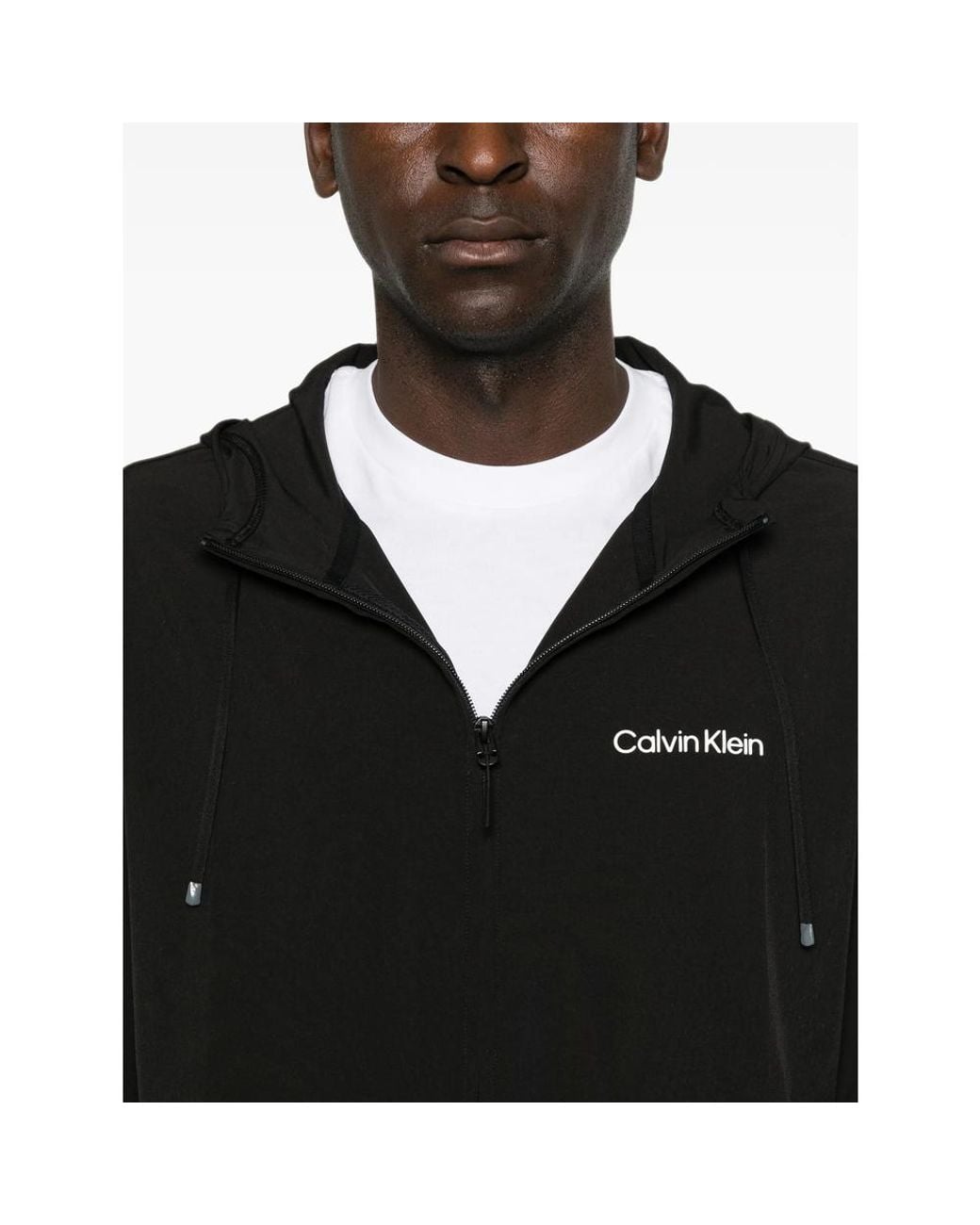 Calvin Klein Black Zip-Up Hooded Jacket for men