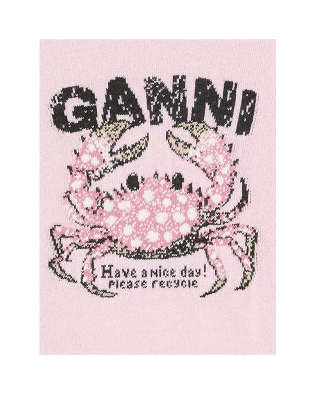 Ganni Pink Sweater With Crab