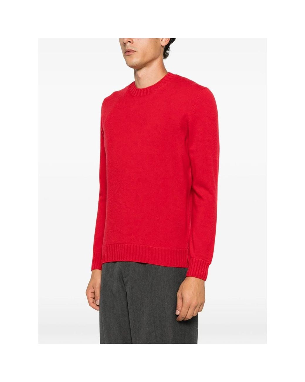 Magazzino Ricambi Red Ribbed-Trim Sweater for men